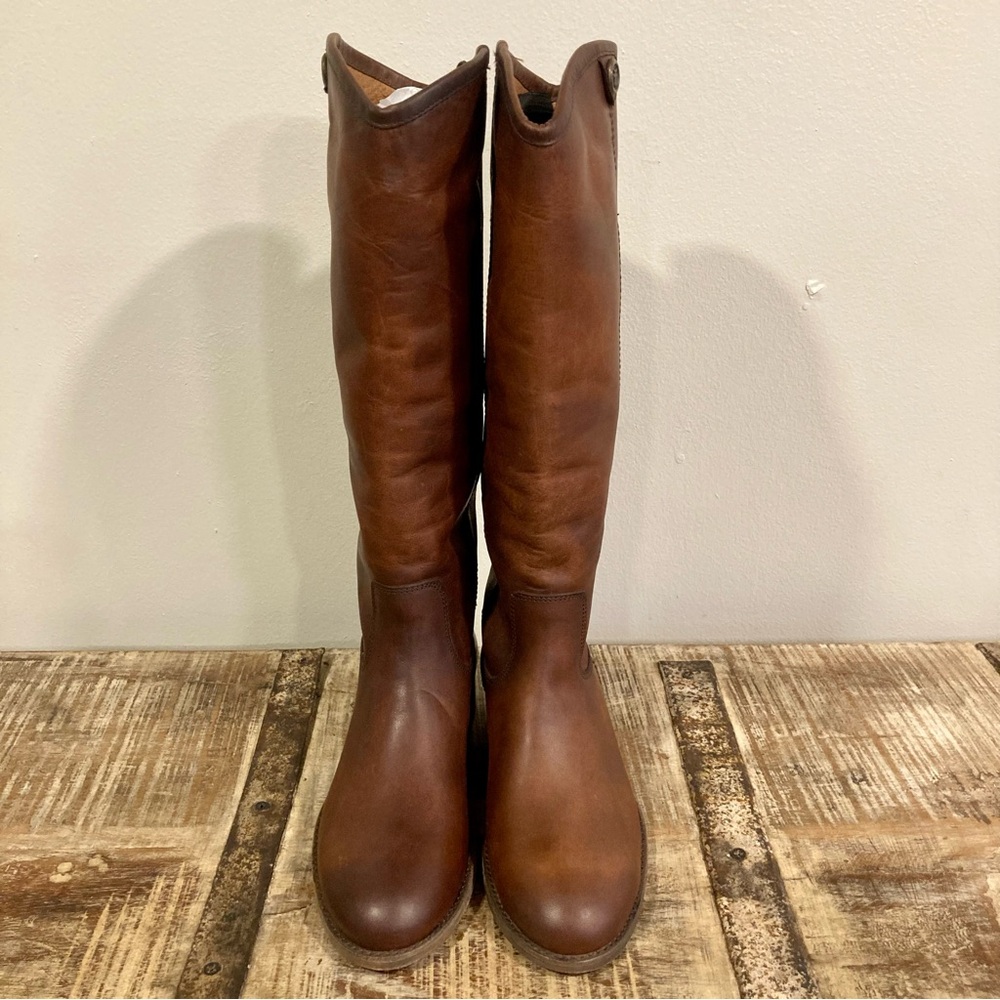 Frye Melissa Button 2 Brown Tall Riding Boots Size 5.5 NWOB Cognac - Picture 4 of 12